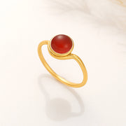 Natural Round Carnelian Stone Ring - Lyphiyes